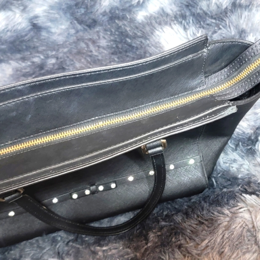 Kate Spade Laurel Way Jeweled Large Hadlee Black Leather Bag 11.5"‎ X 10" EUC - Picture 15 of 16